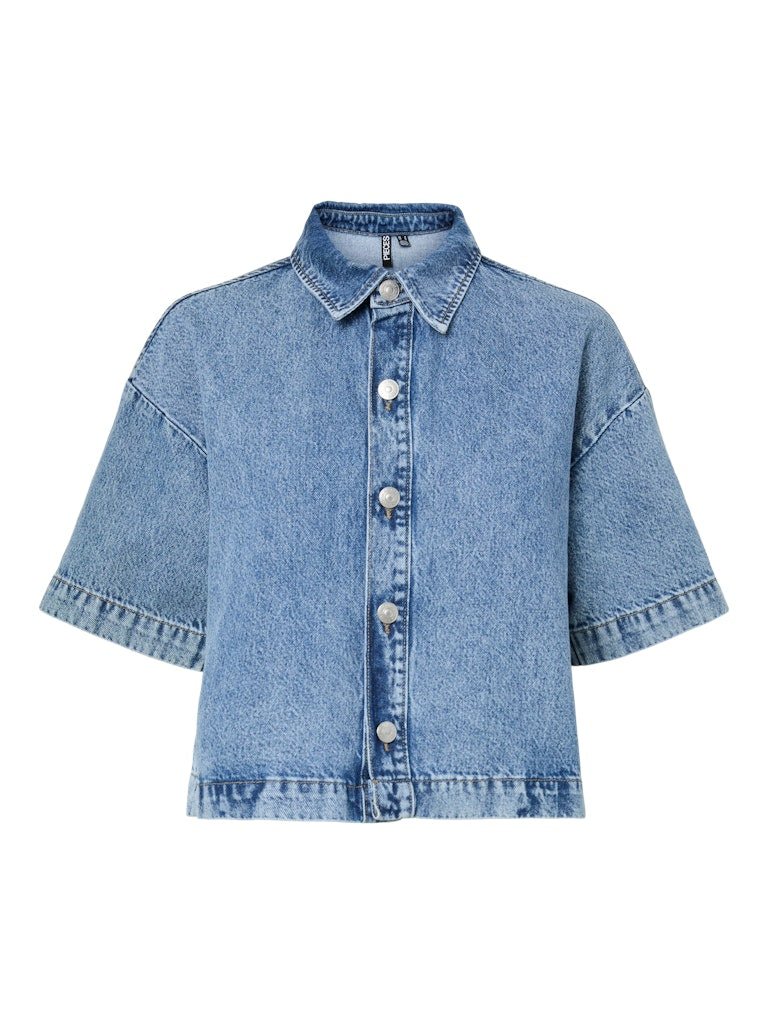 Pcsky Ss A-Shape Denim Top Noos van Pieces – Shirts voor dames | Meisjes Brugge