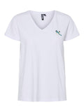 Pctilly Ss V - Neck Emb T-Shirt - koop T-shirts van Pieces bij Meisjes Brugge