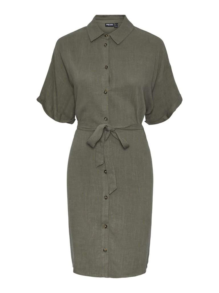 Jurken Pcvinsty Ss Linen Shirt Dress Noos van Pieces