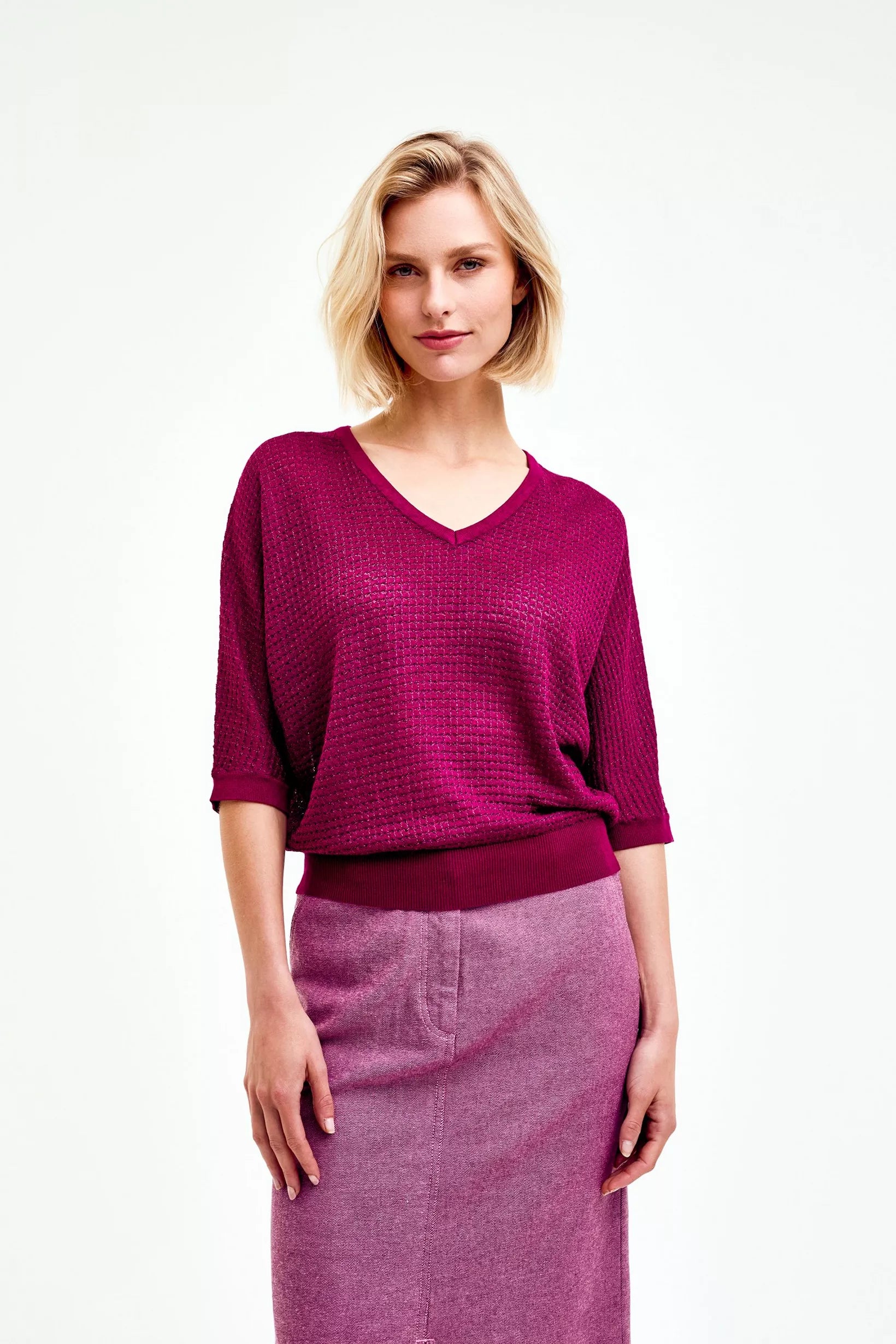 Swatch Purple Dark_Com Pulls - Prik Pullover - AW24 van CKS