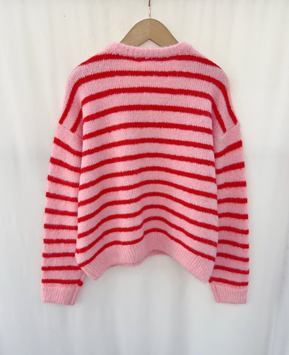 rose rouge One Size Cardigans - Salu Striped Cardigan van Kilky