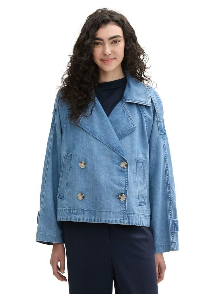 Jassen short denim trench van Tom Tailor