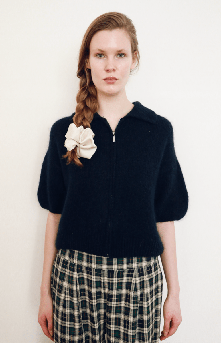 bleu nuit one size Cardigans - Short sleeve cardigan with zipper van Meisjes