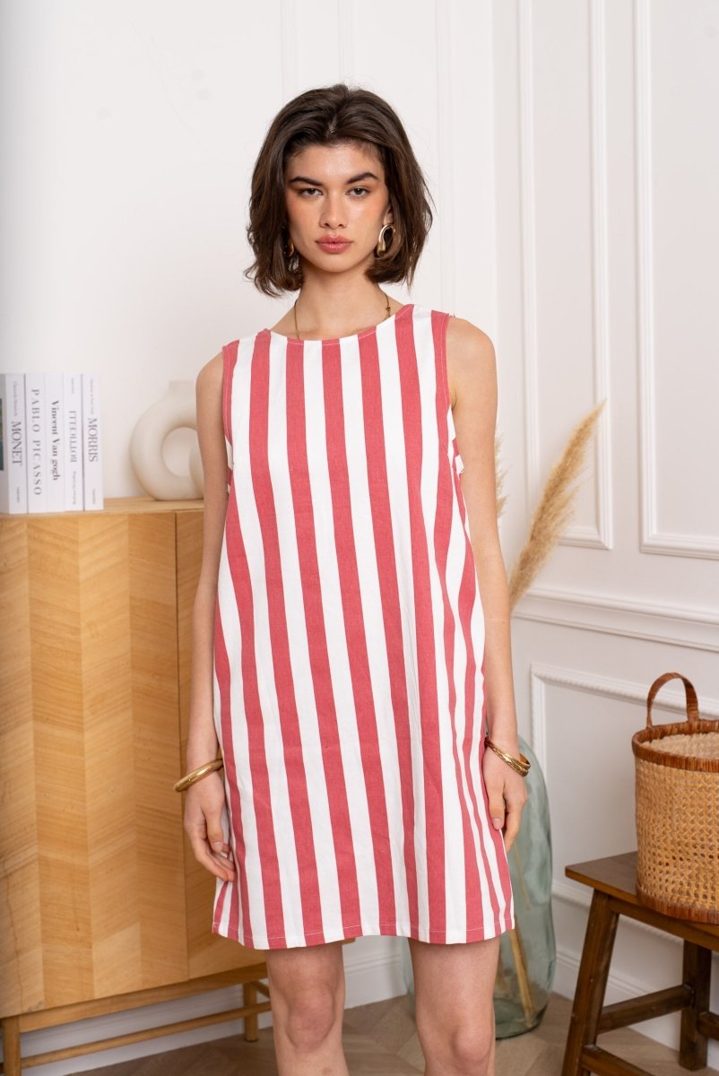 Striped open back sleeveless dress van Kilky – Jurken voor dames | Meisjes Brugge