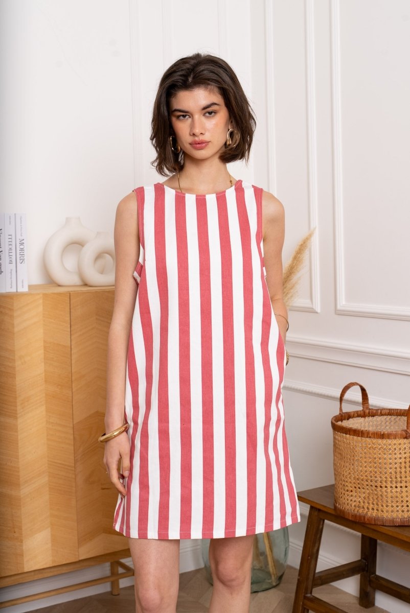 Striped open back sleeveless dress van Kilky – Jurken voor dames | Meisjes Brugge
