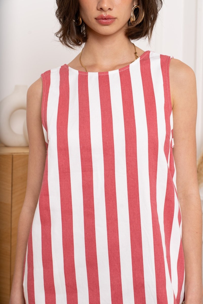 Striped open back sleeveless dress van Kilky – Jurken voor dames | Meisjes Brugge