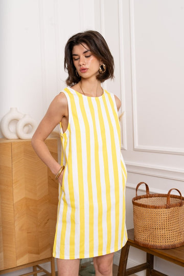 Striped open back sleeveless dress van Kilky – Jurken voor dames | Meisjes Brugge