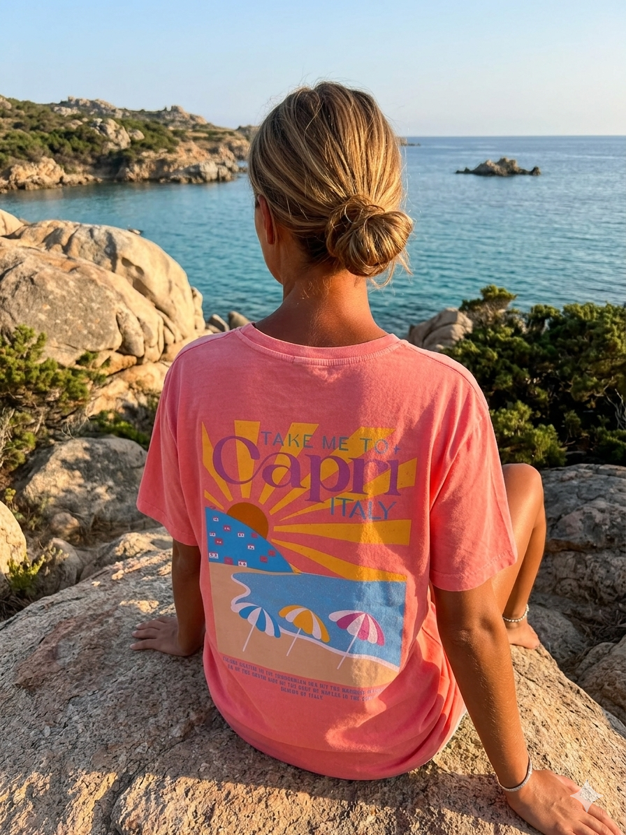 Take me to Capri T-shirt van Meisjes Brugge – T-shirts voor dames | Meisjes Brugge