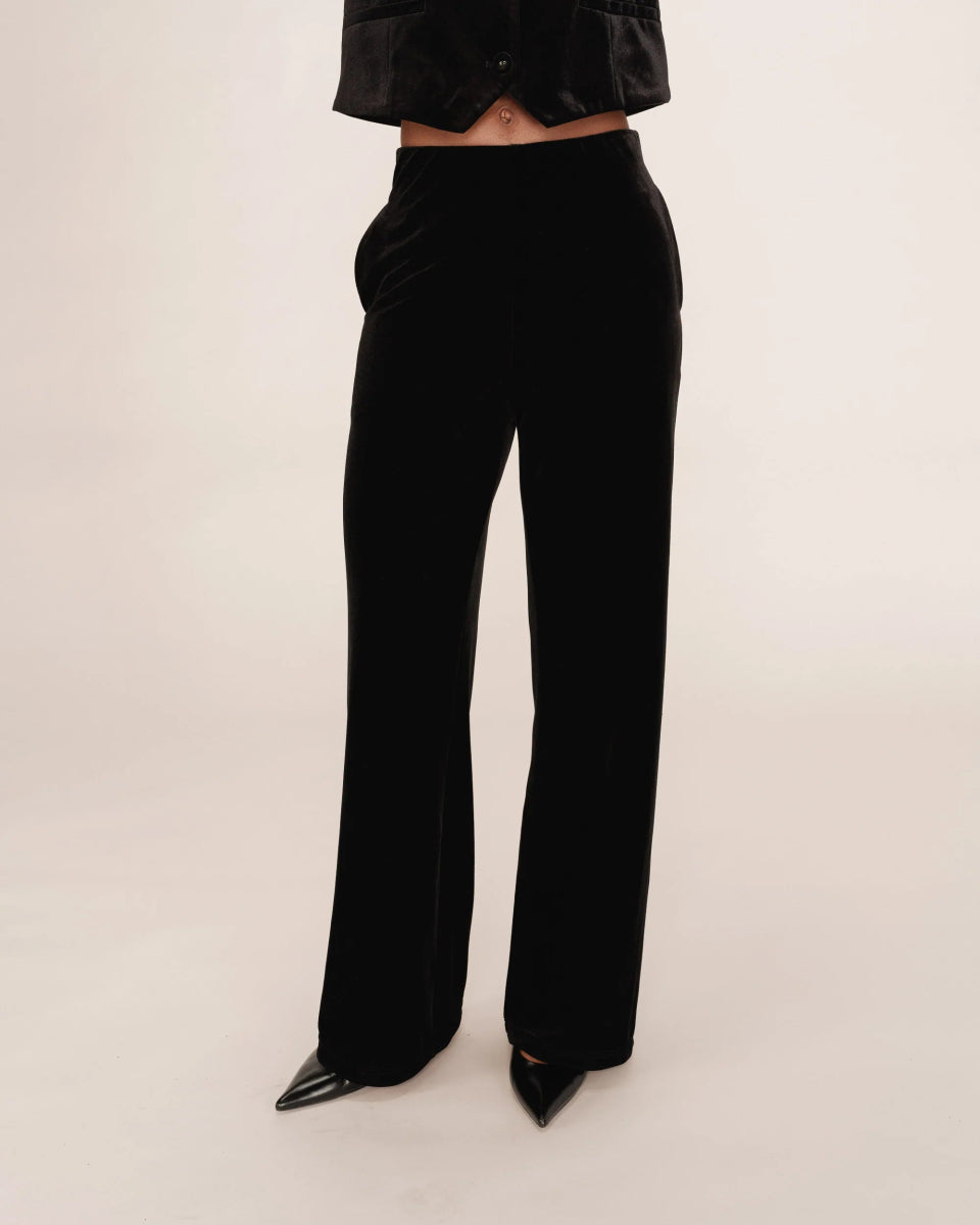 Noir Broeken - Tiger Velvet Pantalon van Grace and Mila