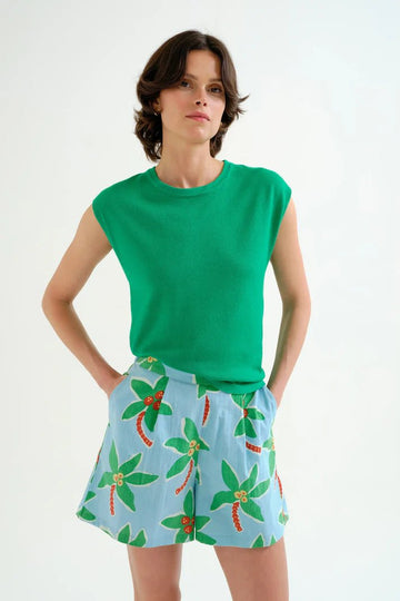 Top de punto suave verde – Tops voor dames in kleur | Meisjes
