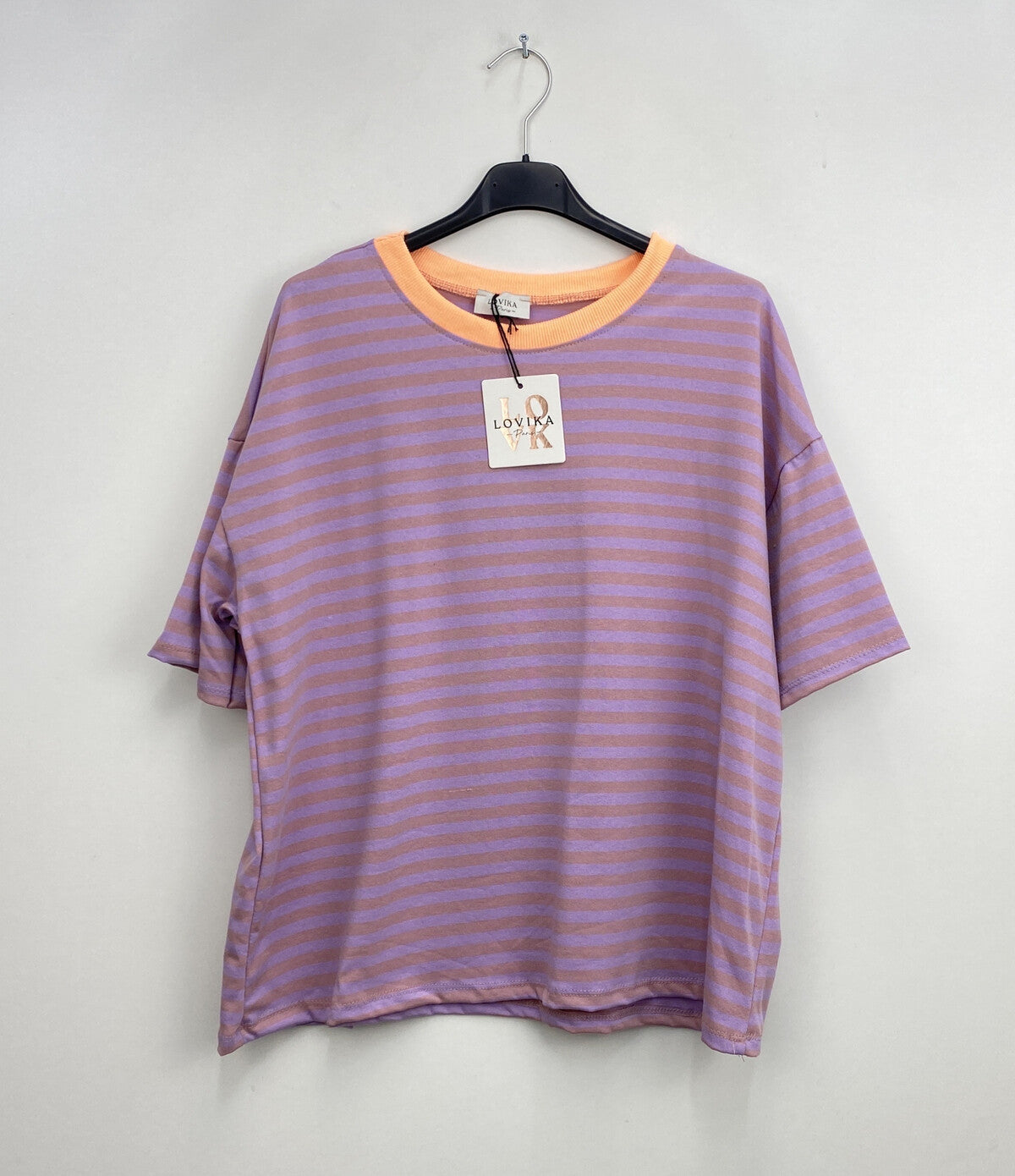 purple One Size T-shirts - Striped contrast Tee van Meisjes