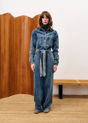 BLEU JEAN Jumpsuits - Verbena Denim Blue Jumpsuit van FRNCH