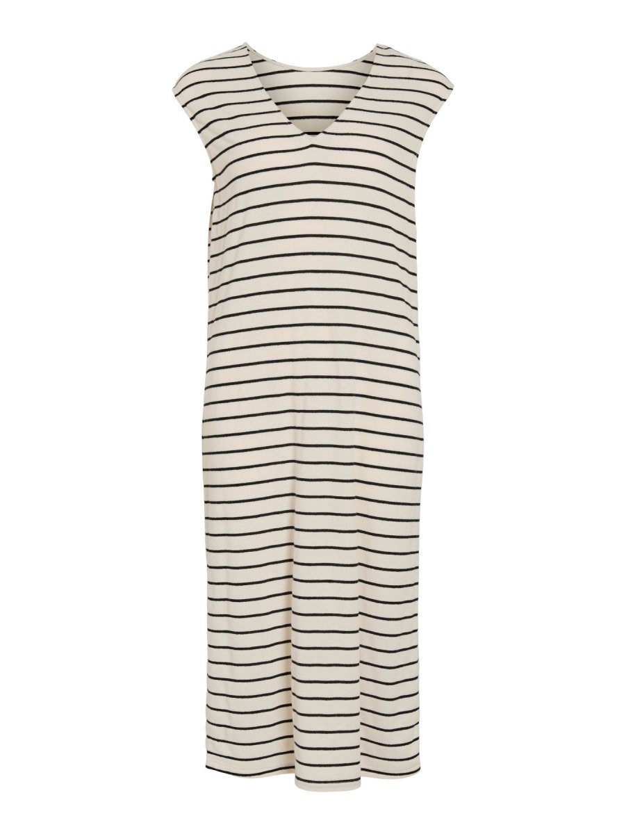 Birch Jurken - Vialo S/L Rev Midi Dress van Vila