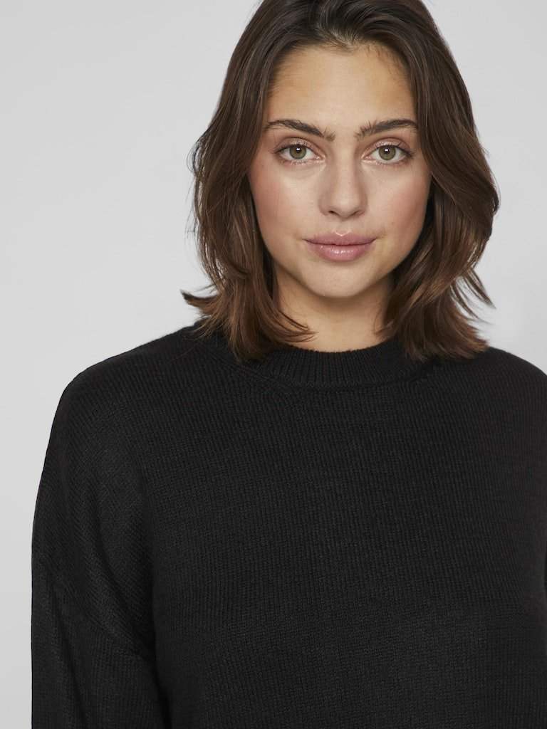 Black Tops - Vibiola 3/4 Wide Sleeve Knit Top van Vila