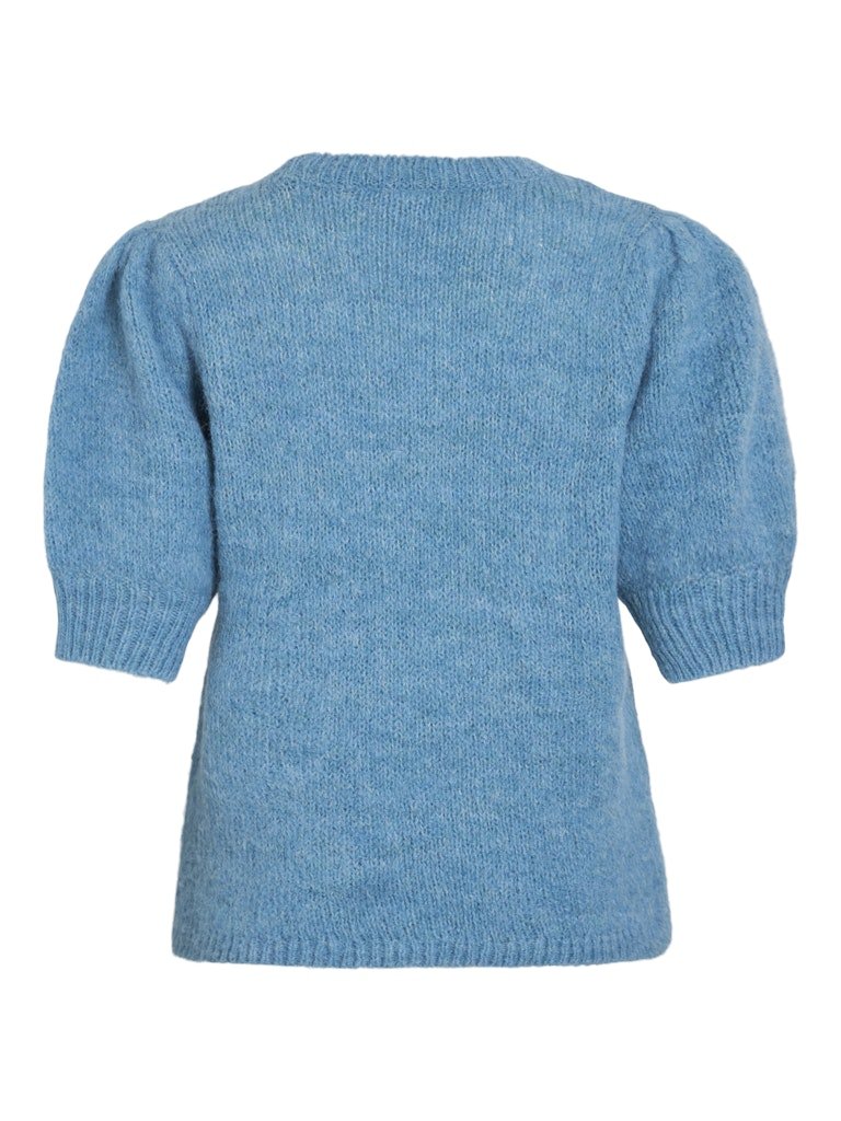 Delphinium Blue Pulls - Vibows O-Neck 3/4 Knit Top van Vila