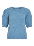 Delphinium Blue Pulls - Vibows O-Neck 3/4 Knit Top van Vila