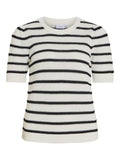 Vidalo O - Neck S/S Stripe Knit Noos - SS25 - koop Pulls van Vila bij Meisjes Brugge