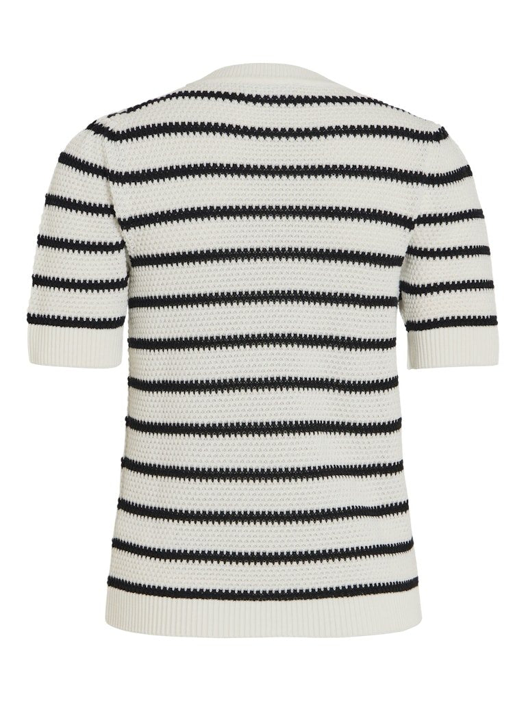 Vidalo O - Neck S/S Stripe Knit Noos - SS25 - koop Pulls van Vila bij Meisjes Brugge