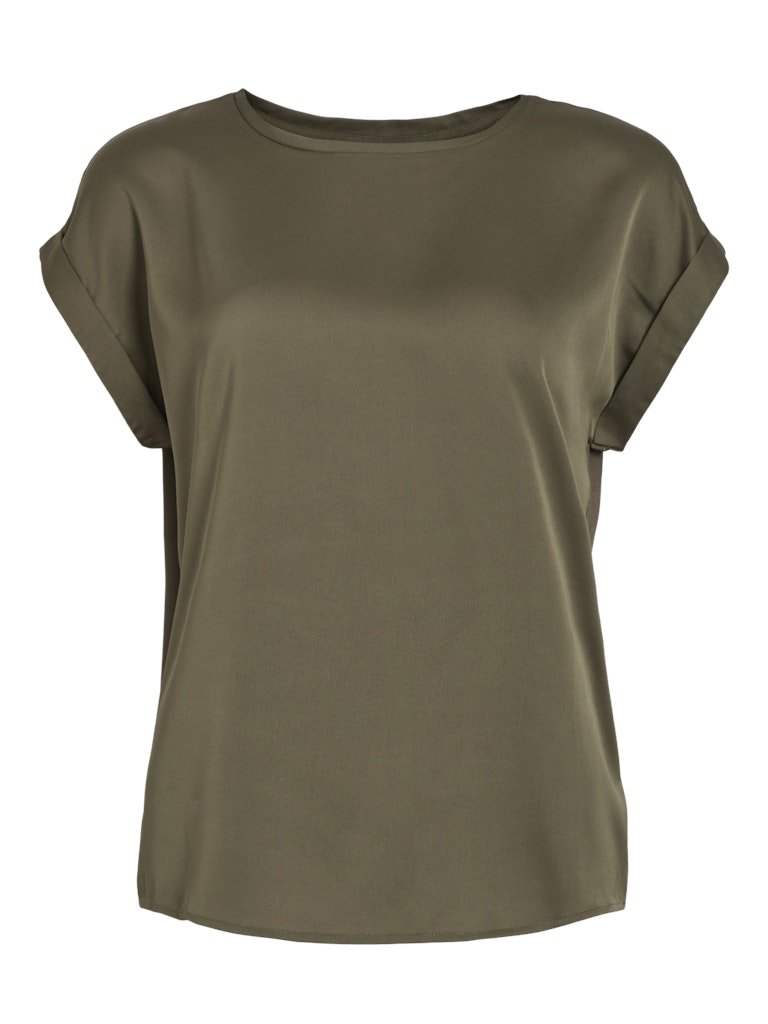 Dusty Olive Tops - Viellette S/S Satin Top Noos - AW24 van Vila