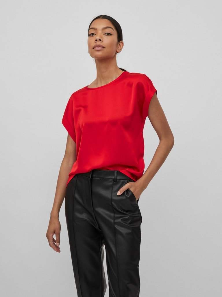 Viellette S/S Satin Top Noos - SS24 - koop Tops van Vila bij Meisjes Brugge