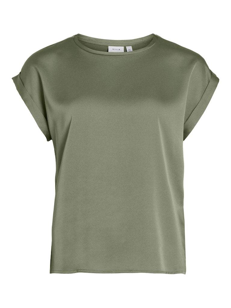 Oil Green Tops - Viellette S/S Satin Top SS24 - Noos van Vila