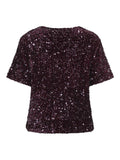 Tops - Vifaith O-Neck S/S Sequin Top Bordeaux van Vila
