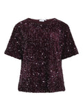 Tops - Vifaith O-Neck S/S Sequin Top Bordeaux van Vila