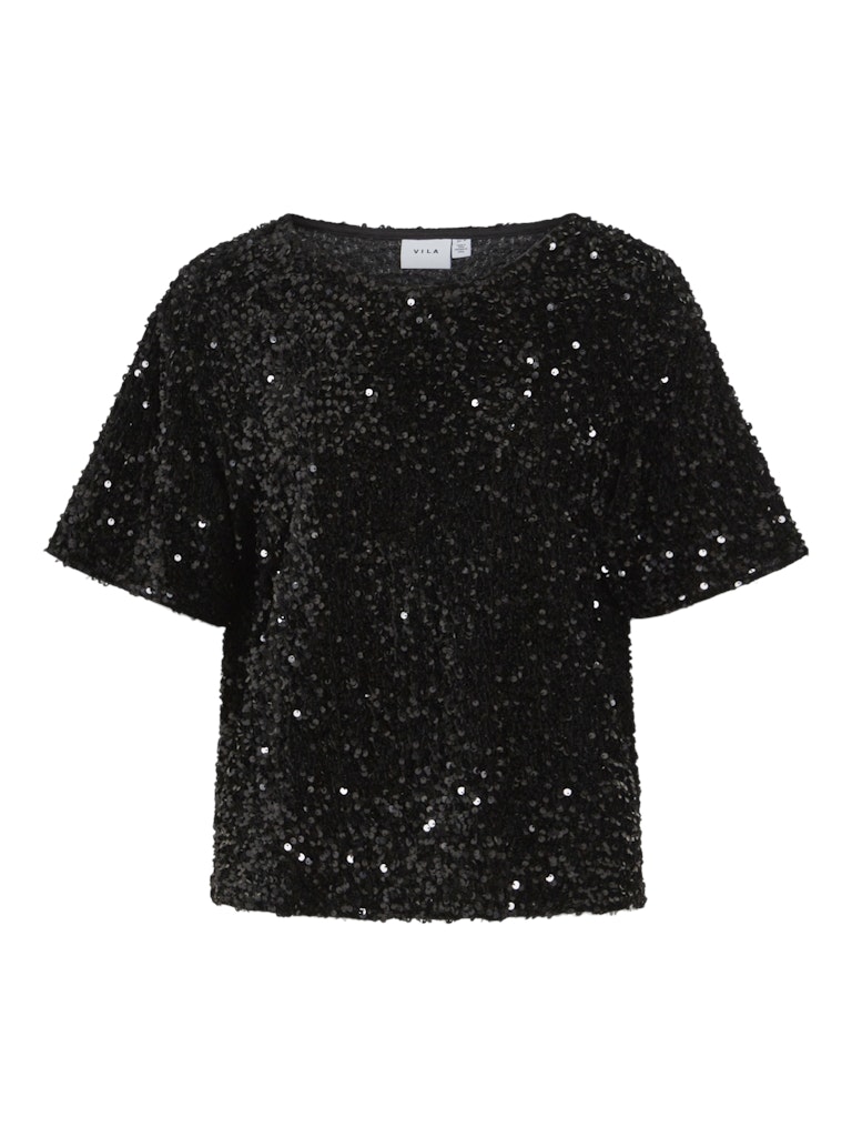 Black Beauty BLACK BEAUTY SEQUIN Tops - Vifaith O-Neck S/S Sequin Top van Vila