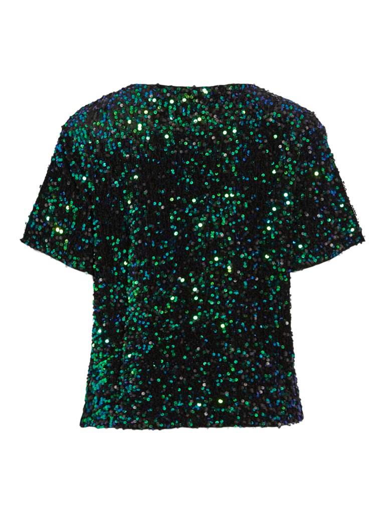 Vifaith O - Neck S/S Sequin Top - koop Tops van Vila bij Meisjes Brugge