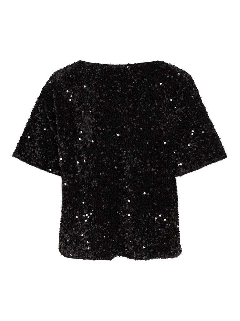 Vifaith O - Neck S/S Sequin Top - koop Tops van Vila bij Meisjes Brugge