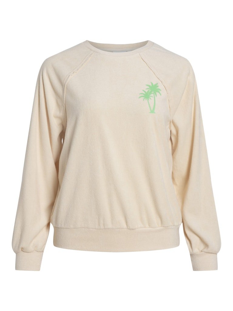 Vifrotte O - Neck L/S Printed Badstof Sweater - koop Pulls van Vila bij Meisjes Brugge