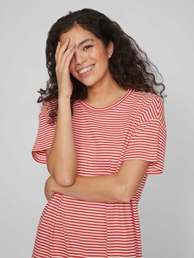 Birch POPPY RED Jurken - Vijada Crew Neck S/S Ankle Dress van Vila