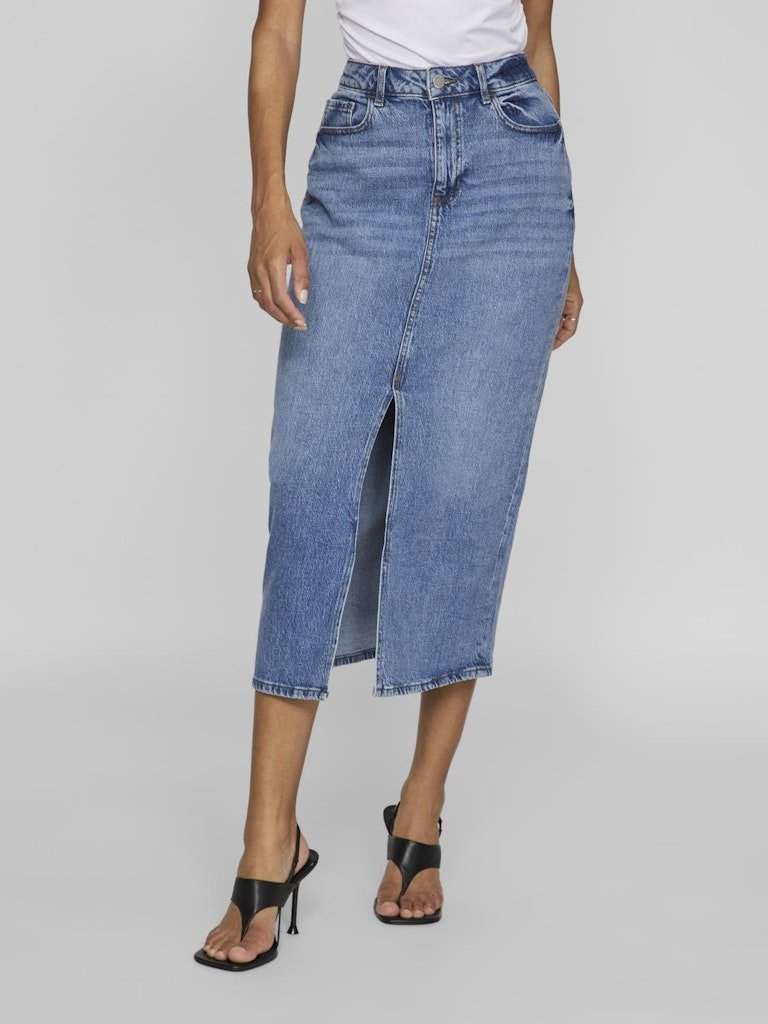 Medium Blue Denim WASH MBD-011 Rokken - Vijaf Hw Midi Denim Skirt - Noos van Vila