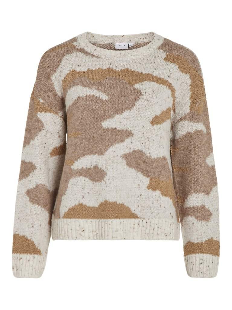 Birch Pulls - Vijemma O-Neck L/S Jacquard Knit Top van Vila