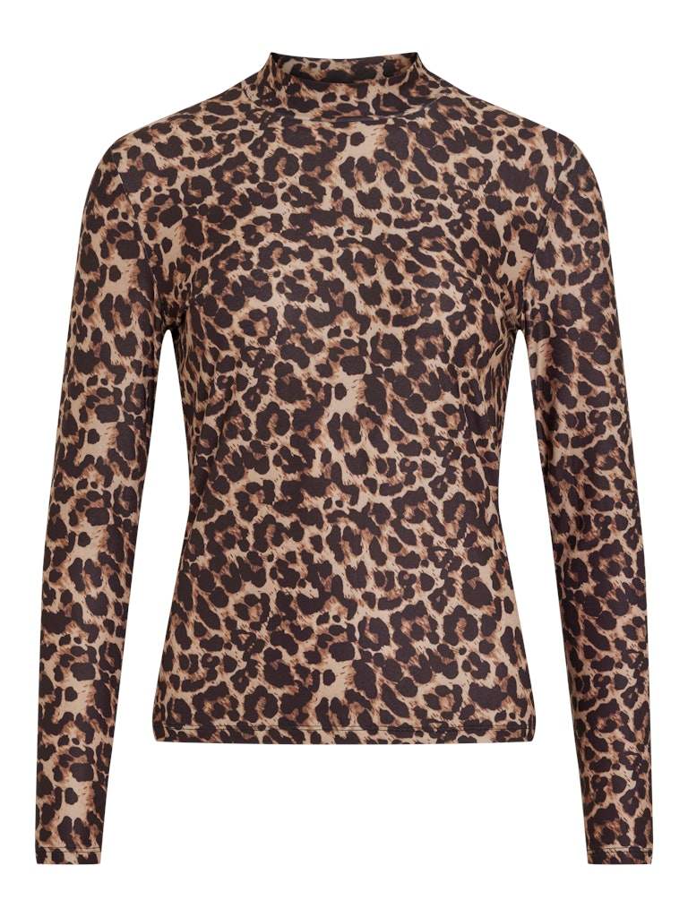 Vileoa L/S Rollneck Top Noos Leo - AW25 - koop Tops van Vila bij Meisjes Brugge