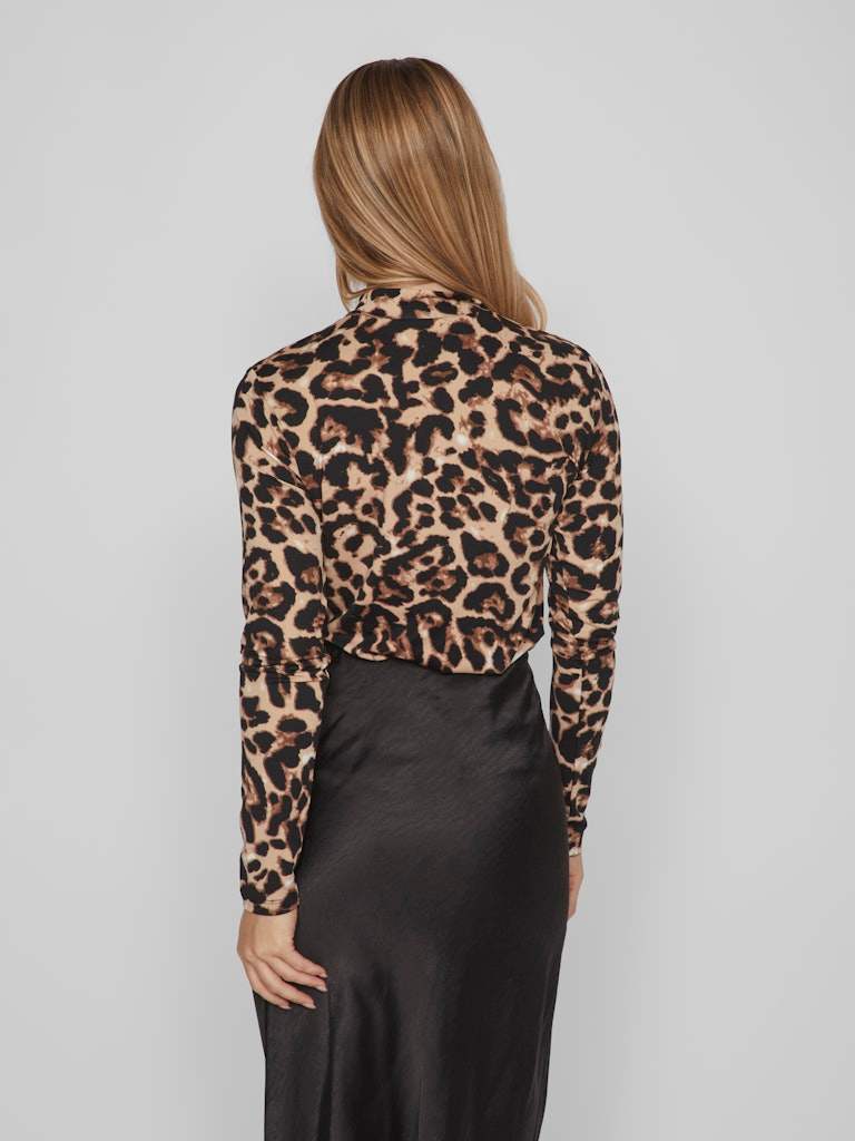 Vileoa L/S Rollneck Top Noos Leo - AW25 - koop Tops van Vila bij Meisjes Brugge