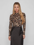 Vileoa L/S Rollneck Top Noos Leo - AW25 - koop Tops van Vila bij Meisjes Brugge