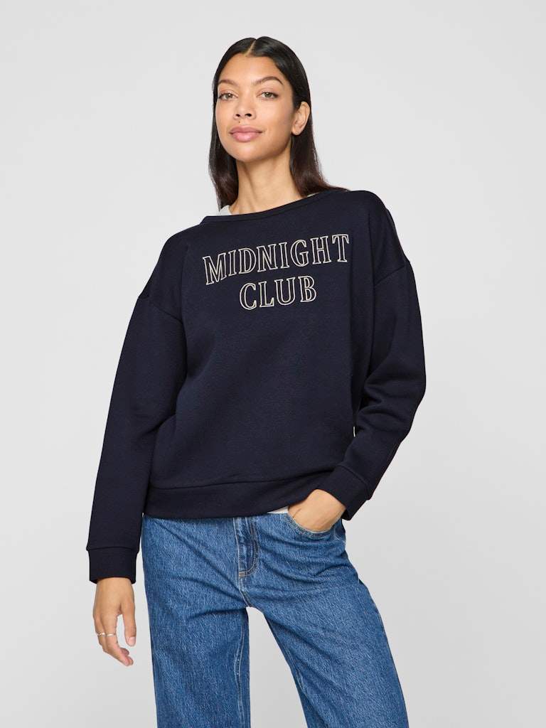 Vimaldea Emb O-Neck L/S Top van Vila – Pulls voor dames | Meisjes Brugge