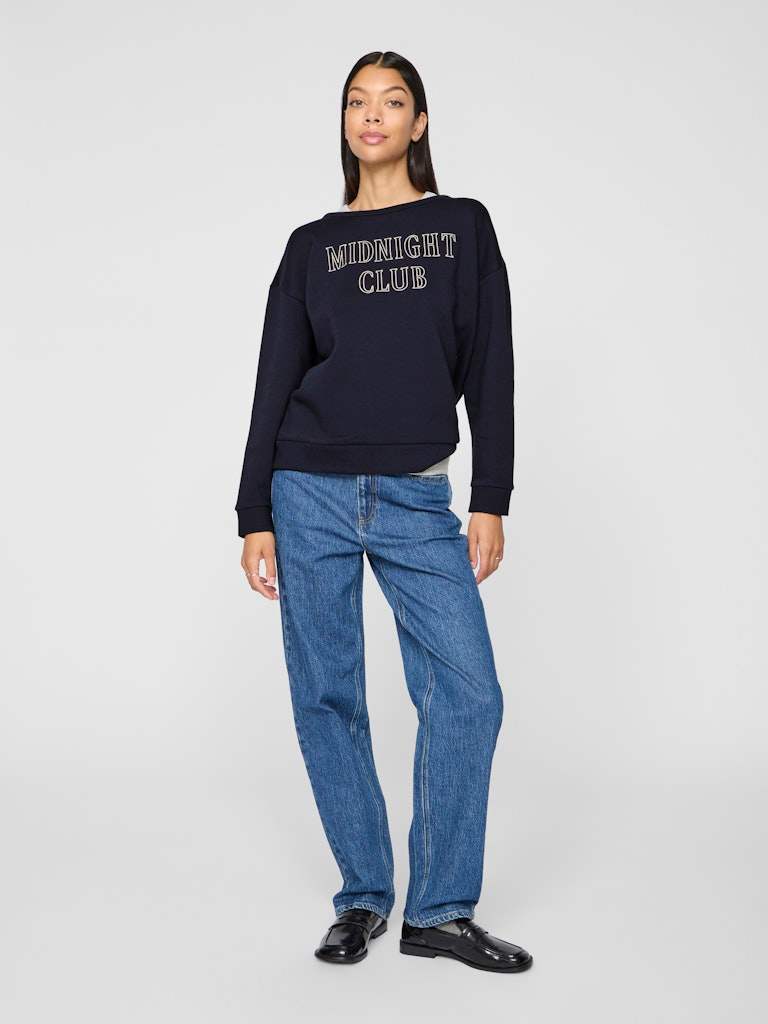 Vimaldea Emb O-Neck L/S Top van Vila – Pulls voor dames | Meisjes Brugge