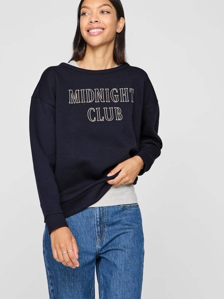 Vimaldea Emb O-Neck L/S Top van Vila – Pulls voor dames | Meisjes Brugge