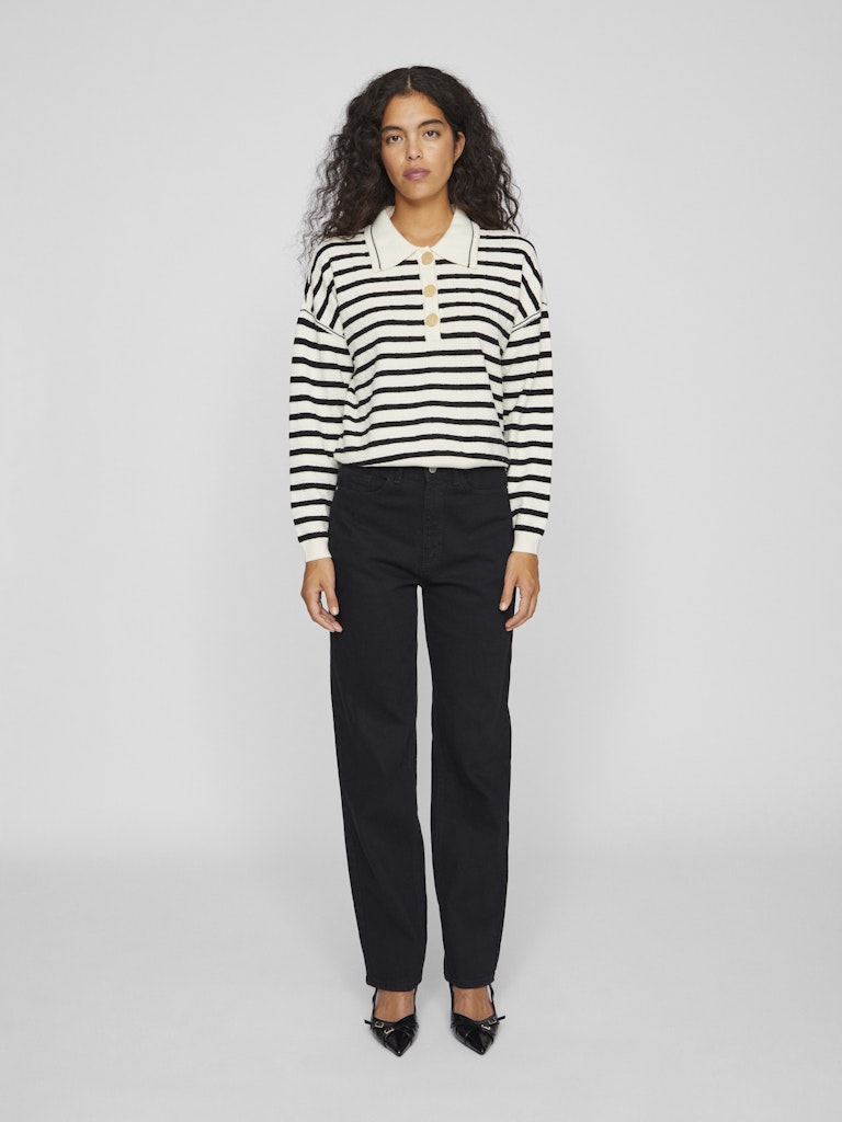 Birch BLACK Pulls - Vimalfine L/S Polo Knit Top van Vila