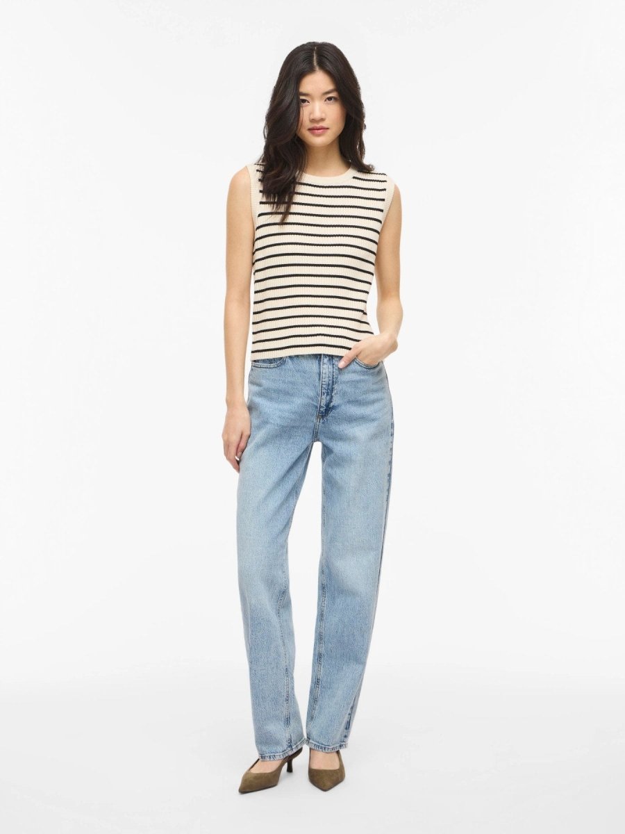 Vimalu Rib S/L O-Neck Knit Top van Vila – Pulls voor dames | Meisjes Brugge