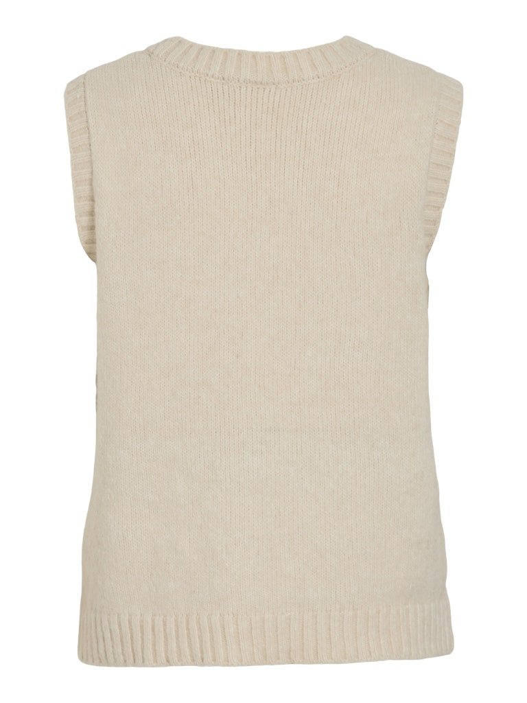 Birch Pulls - Vimets O-Neck S/L Jacquard Knit Vest van Vila