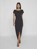 Black Beauty Jurken - Vimodala Boat Neck Cap Sleeve Dress van Vila