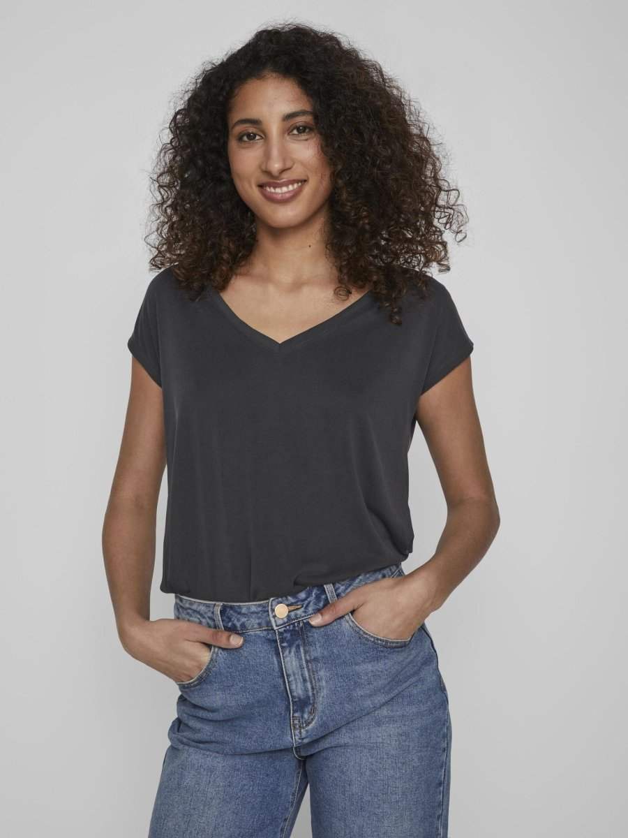 Vimodala V - Neck S/S Top - Noos SS24 - koop T-shirts van Vila bij Meisjes Brugge
