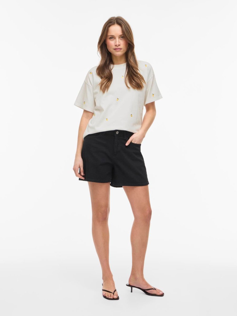 Vimonie Emb O - Neck S/S/Rn – T-shirts voor dames in kleur | Meisjes