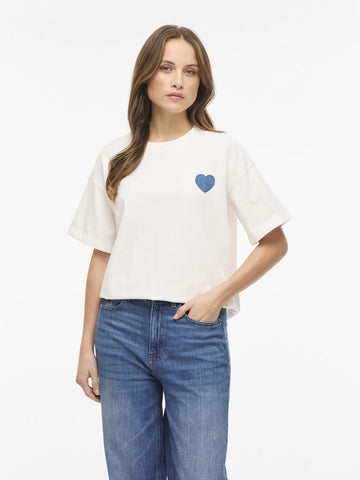 Tops - Vimonie Heart O-Neck S/S Top van Vila
