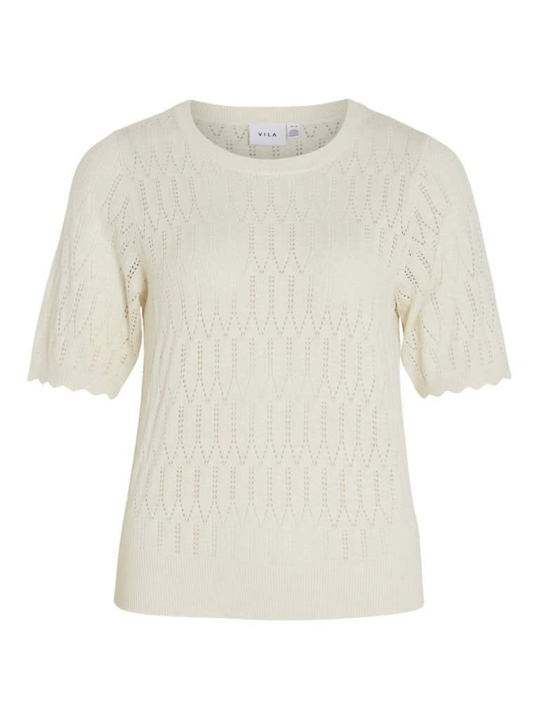 Pulls Vimylie O-Neck 2/4 Pointelle Knit Top van Vila