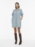 Light blue denim Jurken - Vinus 2/4 Sleeve Denim Dress Noos van Vila