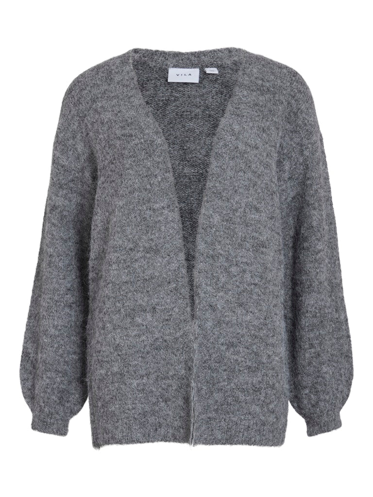 Dark grey melange Cardigans - Vinynni Open L/S Knit Cardigan van Vila
